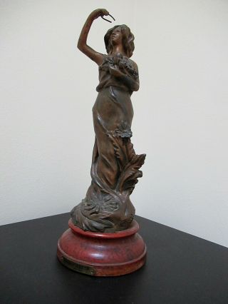 Antique French Art Nouveau Spelter Metal Statue " Marguerite " By Ruchot; Signed