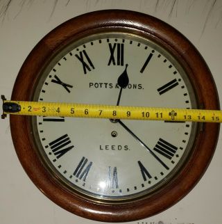 19th Century Mahogany Railroad Fusee Clock POTTS & SONS OF LEEDS 15 1/2in.  wide 11