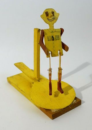 Weird Paddle Board Yellow Articulated Man Antique Southern Folk Art Toy Jig Doll