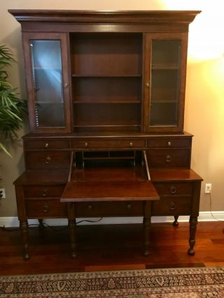 antique drop front secretary desk mahogany bookcase 2