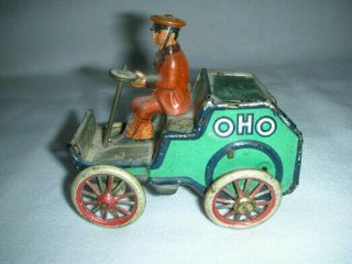 Lovely Lehmann OHO 1900 ' s Wind - Up Tinplate Toy Charming Antique Tin Car Germany 5