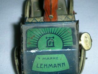 Lovely Lehmann OHO 1900 ' s Wind - Up Tinplate Toy Charming Antique Tin Car Germany 7