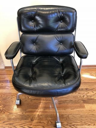 Vintage Early Eames Herman Miller Time Life Black Leather Executive Chair Mcm