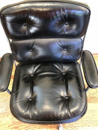 Vintage Early Eames Herman Miller Time Life Black Leather Executive Chair MCM 3