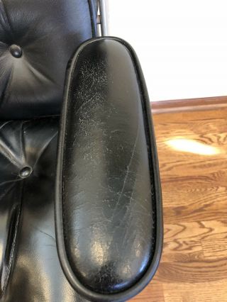 Vintage Early Eames Herman Miller Time Life Black Leather Executive Chair MCM 5