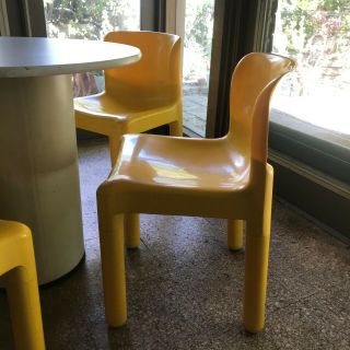 Kartell Carlo Bartoli 4 Chairs Mid Century Panton Eames Era Knoll Yellow Vintage 2