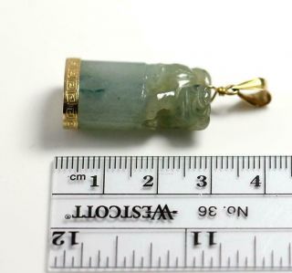 14K Chinese Jade Jadeite Stone Pendant.  STAMPED 14K. 8