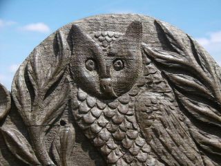 19thc GOTHIC RELIEF CARVED OAK PANEL OF OWL ON TREE 2