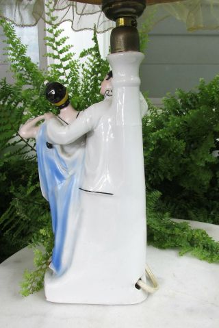 ART DECO PORCELAIN LAMP DANCING FLAPPER LADY (COUPLE) WITH CAPE 6