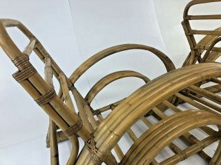 Vintage BAMBOO CHAIR PAIR mid century modern boho chic bentwood patio 50s frankl 11