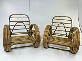 Vintage Bamboo Chair Pair Mid Century Modern Boho Chic Bentwood Patio 50s Frankl