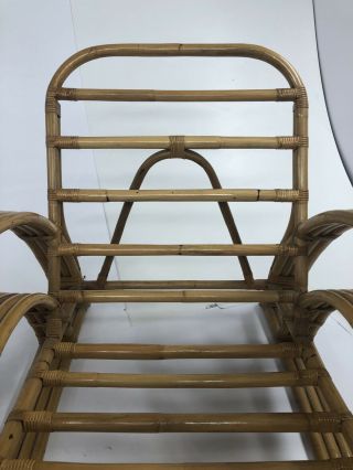 Vintage BAMBOO CHAIR PAIR mid century modern boho chic bentwood patio 50s frankl 4