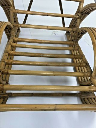 Vintage BAMBOO CHAIR PAIR mid century modern boho chic bentwood patio 50s frankl 5