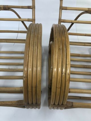 Vintage BAMBOO CHAIR PAIR mid century modern boho chic bentwood patio 50s frankl 6