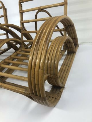 Vintage BAMBOO CHAIR PAIR mid century modern boho chic bentwood patio 50s frankl 7