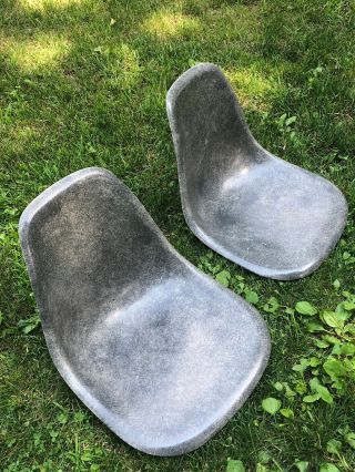 (2) Vintage Herman Miller Elephant Hide Gray Shell Chair Chairs - Rare - 11