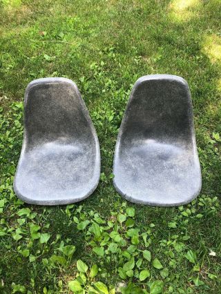 (2) Vintage Herman Miller Elephant Hide Gray Shell Chair Chairs - Rare -