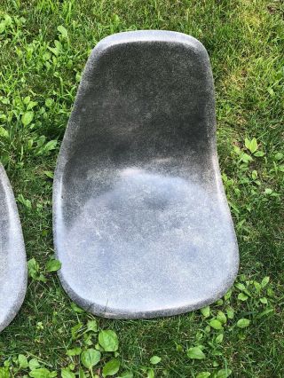 (2) Vintage Herman Miller Elephant Hide Gray Shell Chair Chairs - Rare - 3