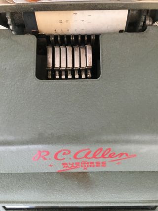 Vintage R C Allen Business Machine Adding Machine With Cover 10