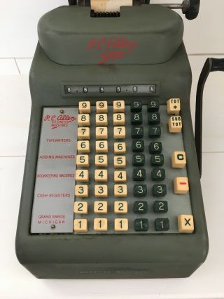 Vintage R C Allen Business Machine Adding Machine With Cover 3
