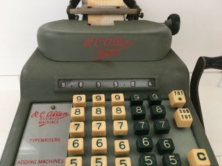Vintage R C Allen Business Machine Adding Machine With Cover 6