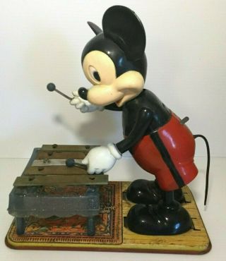 Vintage 1950s Marx Linemar Tin MICKEY MOUSE Xylophone Player 4