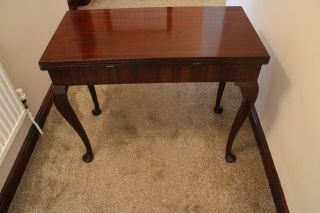 Antique George Ii Mahogany Fold Over Tea Table Occasional Side Table
