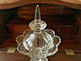 Antique Victorian19th C Glass Covered Footed Bowl Accolade - Shaped Edges Rims