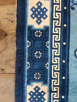 Vintage Chinese Handwoven Rug With Blue Colour Field 10