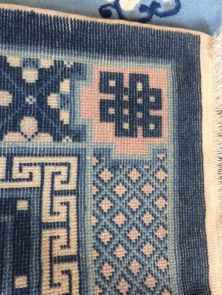 Vintage Chinese Handwoven Rug With Blue Colour Field 12