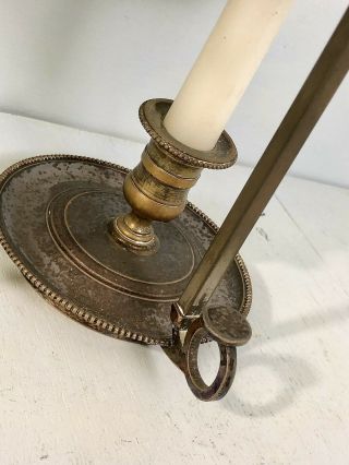 Pair French Tole Bouillotte Chamberstick CAndle Holder Lamps with acorn finials 7