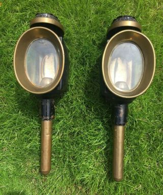 Morgan & Co.  London Carriage Lamps Lanterns Vintage Pair 2