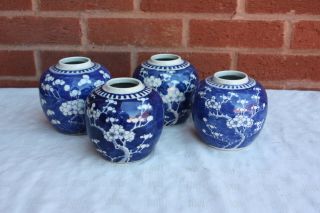 Four 19th Century Chinese Blue And White Prunus Ginger Jars