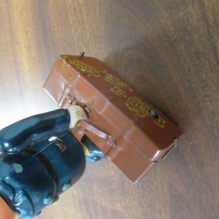 Vtg CELLULOID TIN KEY WIND - UP MECHANICAL BOY with SUITCASE OCCUPIED JAPAN 8