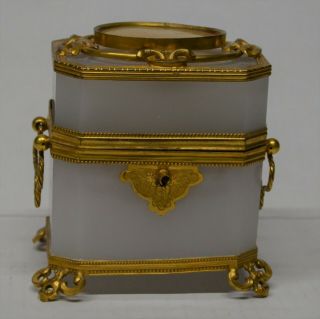 White Opaline Box With Perfume Bottles.  19th Century France