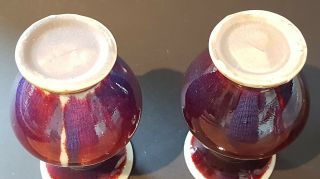 Chinese red sang de boeuf vintage pre Victorian oriental antique pair vases 8