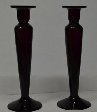 Pairpoint Hand Blown Amethyst Crystal Form Candlesticks