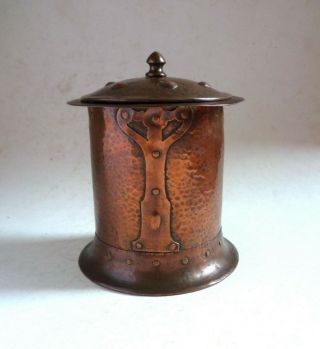 KSIA Rare Arts and Crafts Copper BISCUIT BARREL c.  1900 Keswick School 2