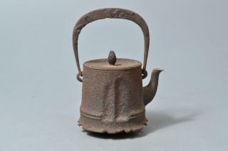 T3426: Japanese Xf Old Iron Bamboo Joint - Shaped Tea Kettle Teapot Tetsubin