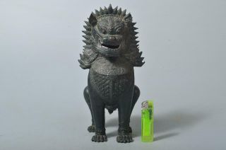 T4437: XF Chinese Copper Lion STATUE sculpture Ornament Figurines Okimono 11