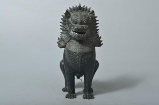 T4437: Xf Chinese Copper Lion Statue Sculpture Ornament Figurines Okimono