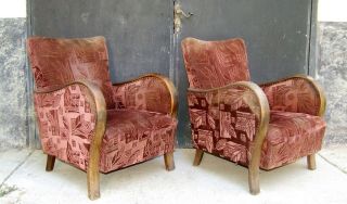 Art Deco Armchairs,  Club Cocktail Chairs.  Antique Vintage Halabala 1920 1930