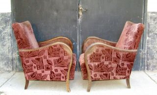 Art Deco Armchairs,  Club Cocktail Chairs.  Antique Vintage Halabala 1920 1930 4