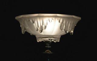 Vintage Edwardian silver plated lamp French Ezan Opalescent icicle glass shade 6