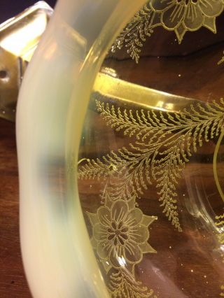 Vintage Rare Vaseline Etched Glass Lamp Shade Wall Light 5
