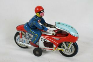 VINTAGE T.  N.  NOMURA JAPAN MOTO EN TOLE RACE MOTORCYCLE TIN TOY RARE OLD 7