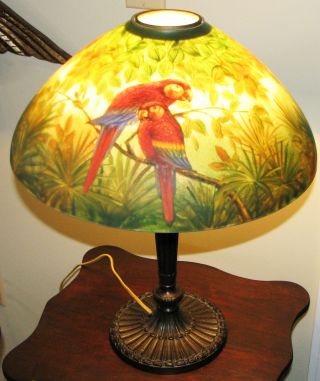 Antique Pittsburgh Lamp with Reverse Painted Shade 11