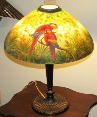 Antique Pittsburgh Lamp With Reverse Painted Shade
