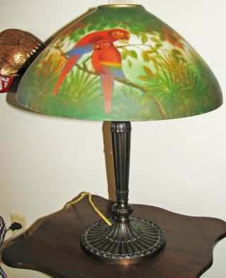 Antique Pittsburgh Lamp with Reverse Painted Shade 2