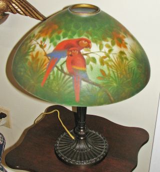 Antique Pittsburgh Lamp with Reverse Painted Shade 9